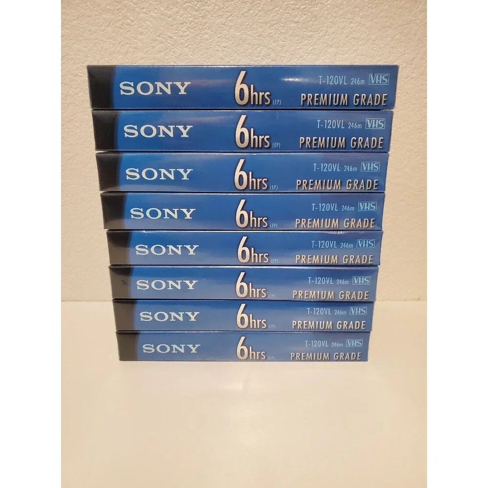 SONY blank VHS Tape Lot Of 8 Premium Grade 6 Hour New Sealed unopened